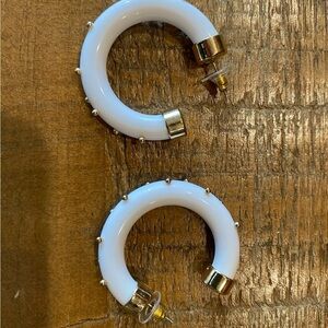 White and Gold Hoop Earrings